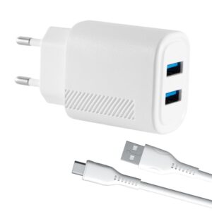 B&H NT-5, 2 USB A + кабель Type-C, белый